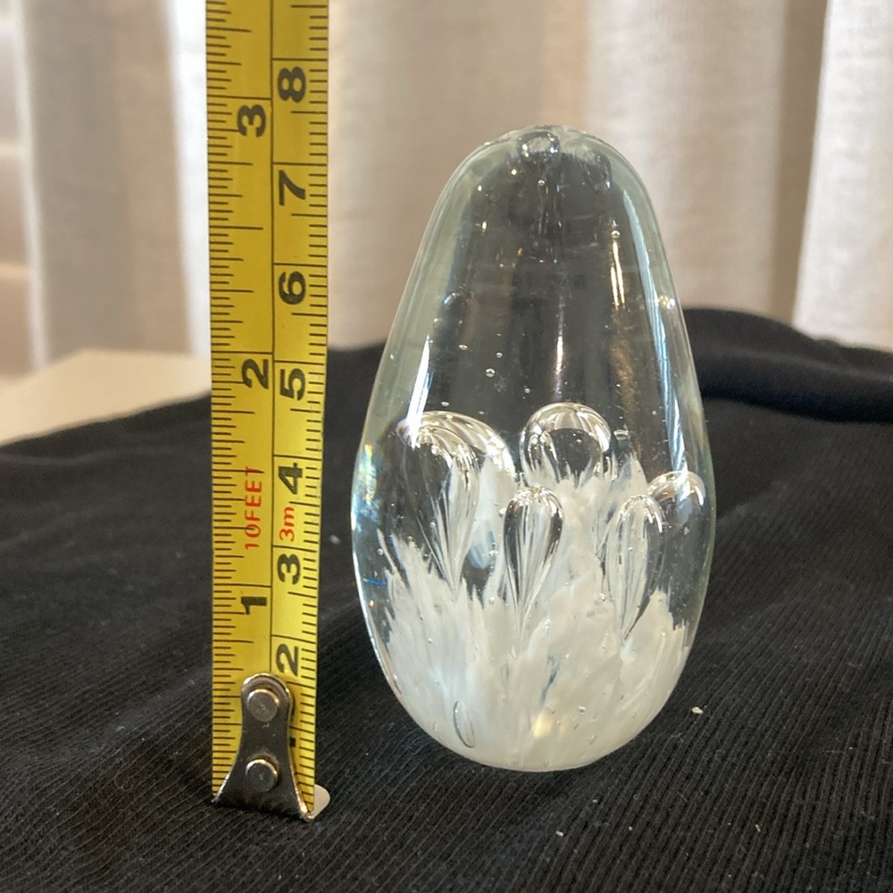 Vintage Egg Shape Bubble Glass Paperweight - Picture 4 of 5